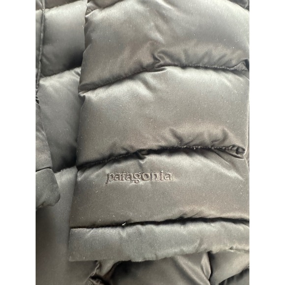 Patagonia Women Down Long Puffer Coat downtown Loft chocolate Brown Sz M Hooded - Picture 13 of 16